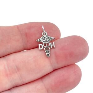 Vintage Sterling Silver 925 Dental Hygienist DH Caduceus Charm